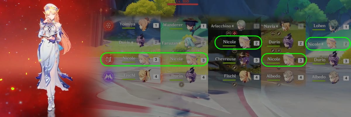 Filtración de Genshin Impact 6.6 revela nuevos equipos de muestra de Nicole con Durin en modo oscuro y sinergias de...