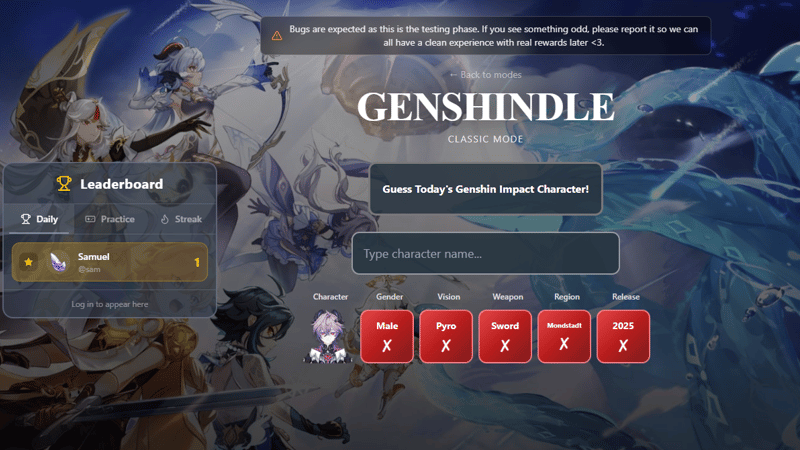 Genshindle - Daily Challenge