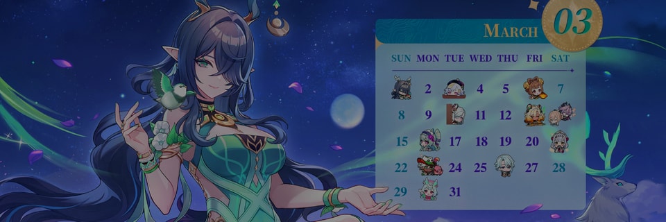 Genshin Impact March 2026 Calendar Wallpapers Released With Primogem Giveaway Event