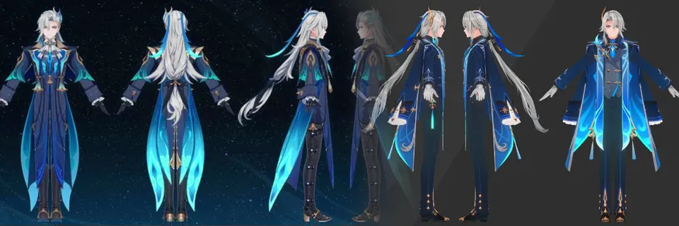 Filtración de Genshin Impact 6.3 Muestra Comparación de Atuendos de Neuvillette y Detalles Tempranos del Modelo de Skin