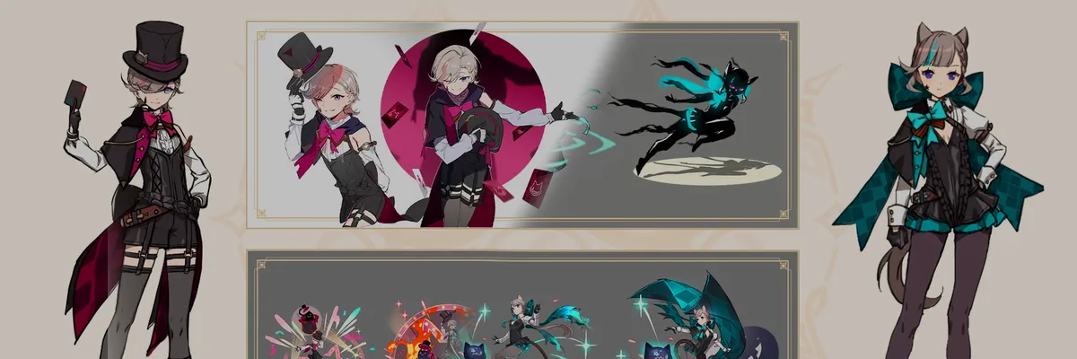Genshin Impact Reveals Lyney and Lynette Concept Arts Showcasing Outfit and Splash Art Creation