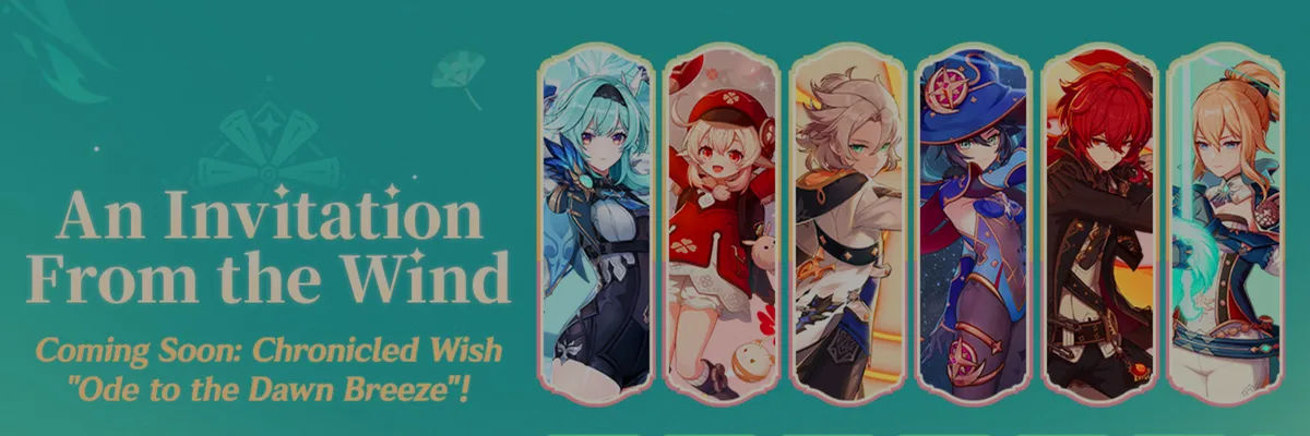 Genshin Impact Announces “Ode to the Dawn Breeze” Chronicled Wish Event Featuring Expanded Character and Weapon Pool