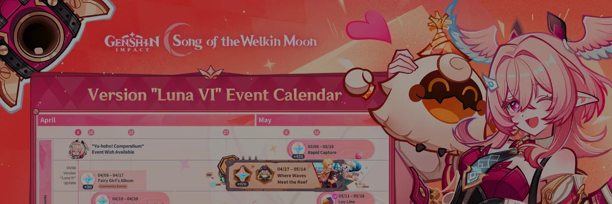 Genshin Impact “Luna VI” Event Calendar Revealed With Major Rewards and Limited-Time Activities
