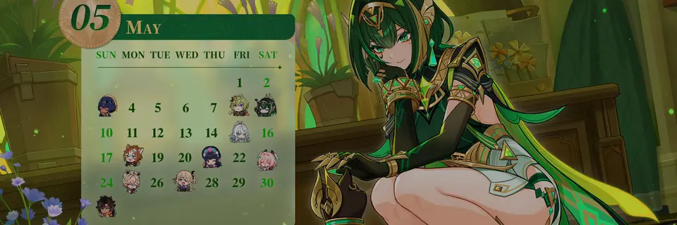 Genshin Impact May 2026 Calendar Wallpapers Released With Primogem Giveaway Event