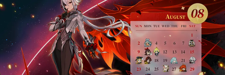 Genshin Impact Releases August 2026 Calendar Wallpapers. Free Primogems Available Through New Community Event