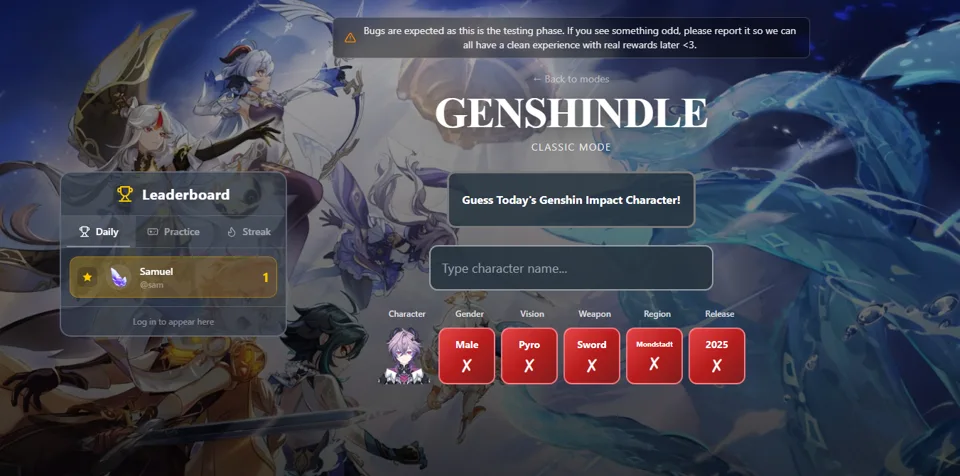Genshindle - Daily Challenge